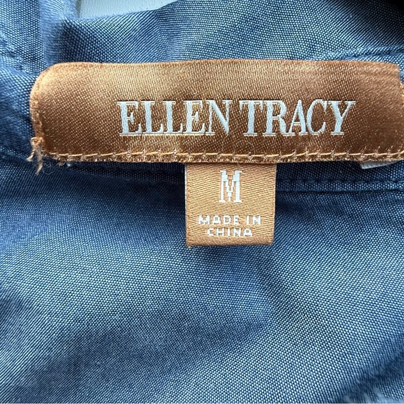 Ellen Tracy Women's Blue 100% Cotton Button Down Shirt - Picture 2 of 5